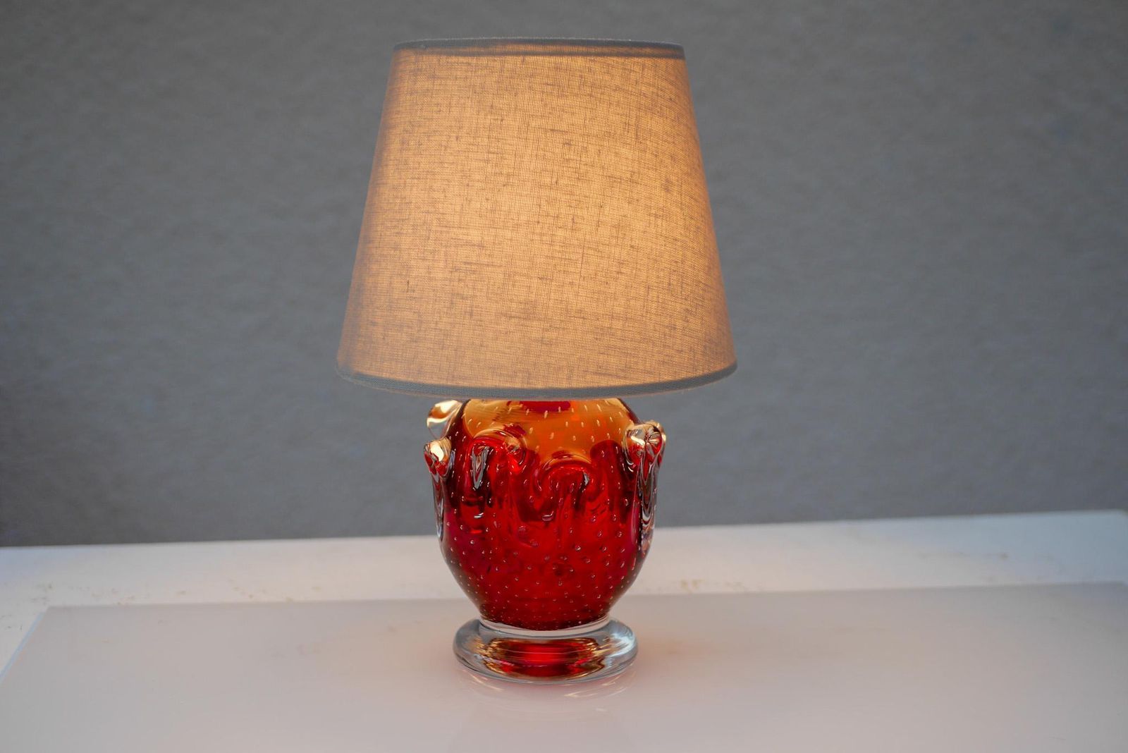 A Bright Red Crystal Glass Lamp By Börne Augustsson For åseda, Sweden photo furniture