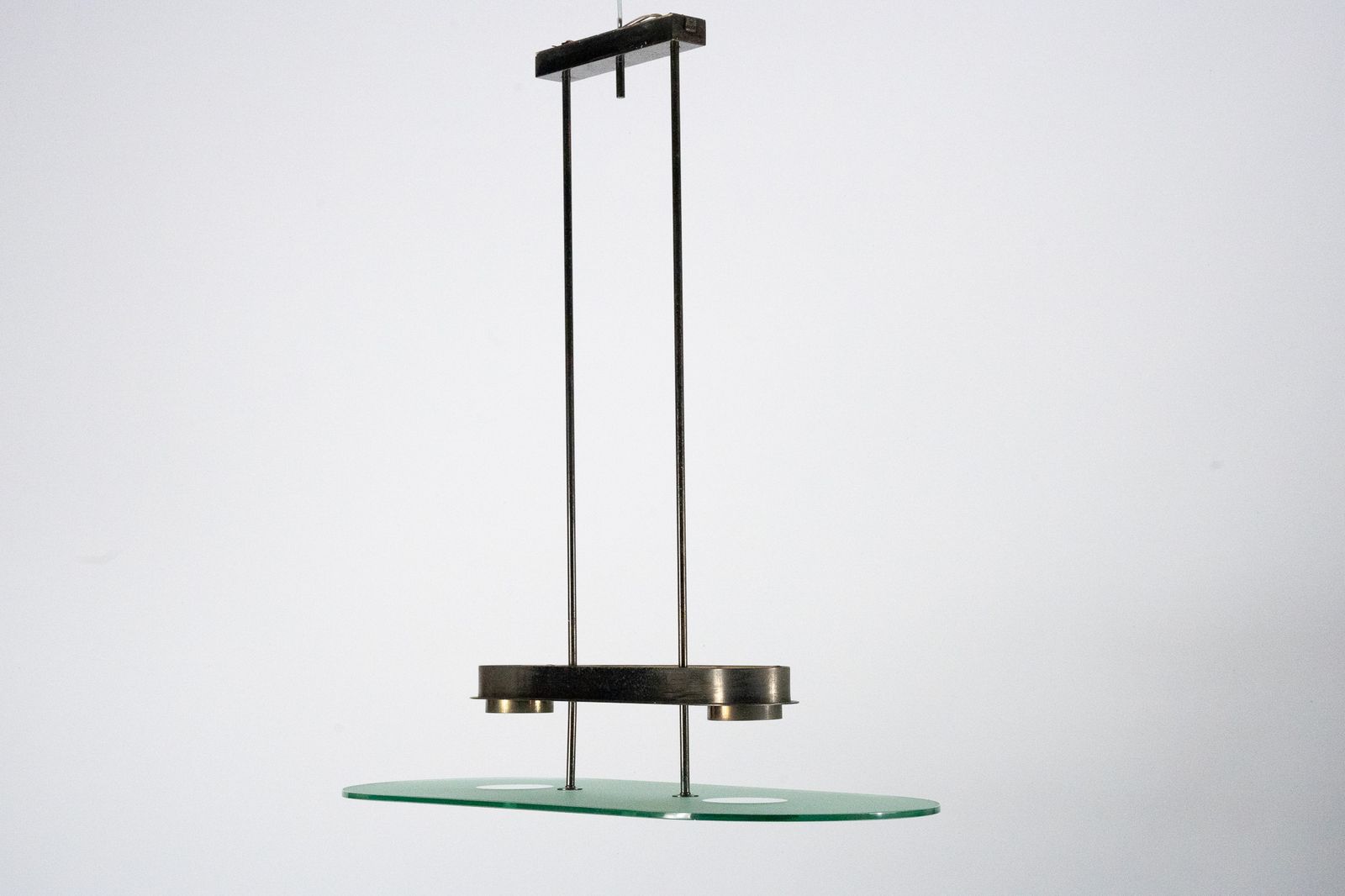 Lumi Milano Mid Century Chandelier In Brass And Glass – Italy, 1970s photo vinterior