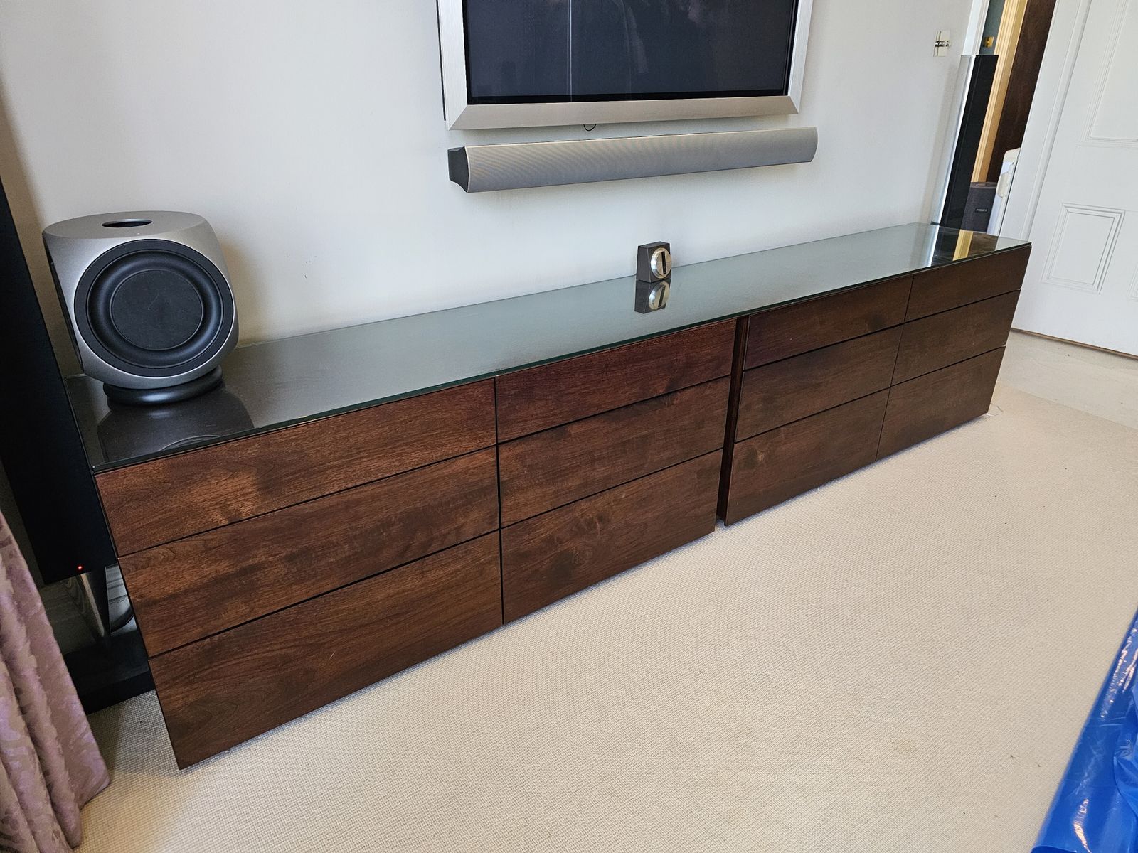 Alexander Miles Handmade Corsini Walnut Chest Unit Comprising Two Chest Of Draws photo for sale