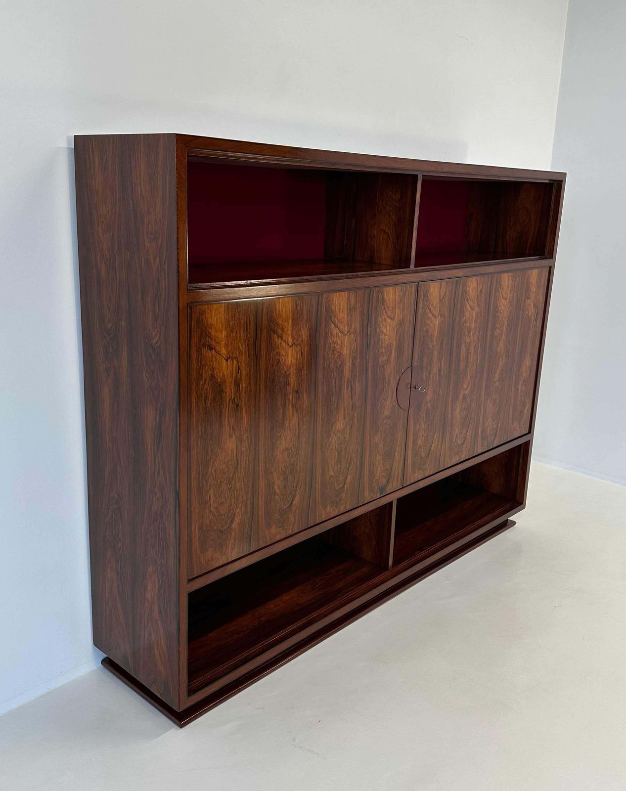 Italian Art Deco Ziricote Wood And Velvet Sideboard Cabinet Attr. Borsani, 1950s photo 8106.0