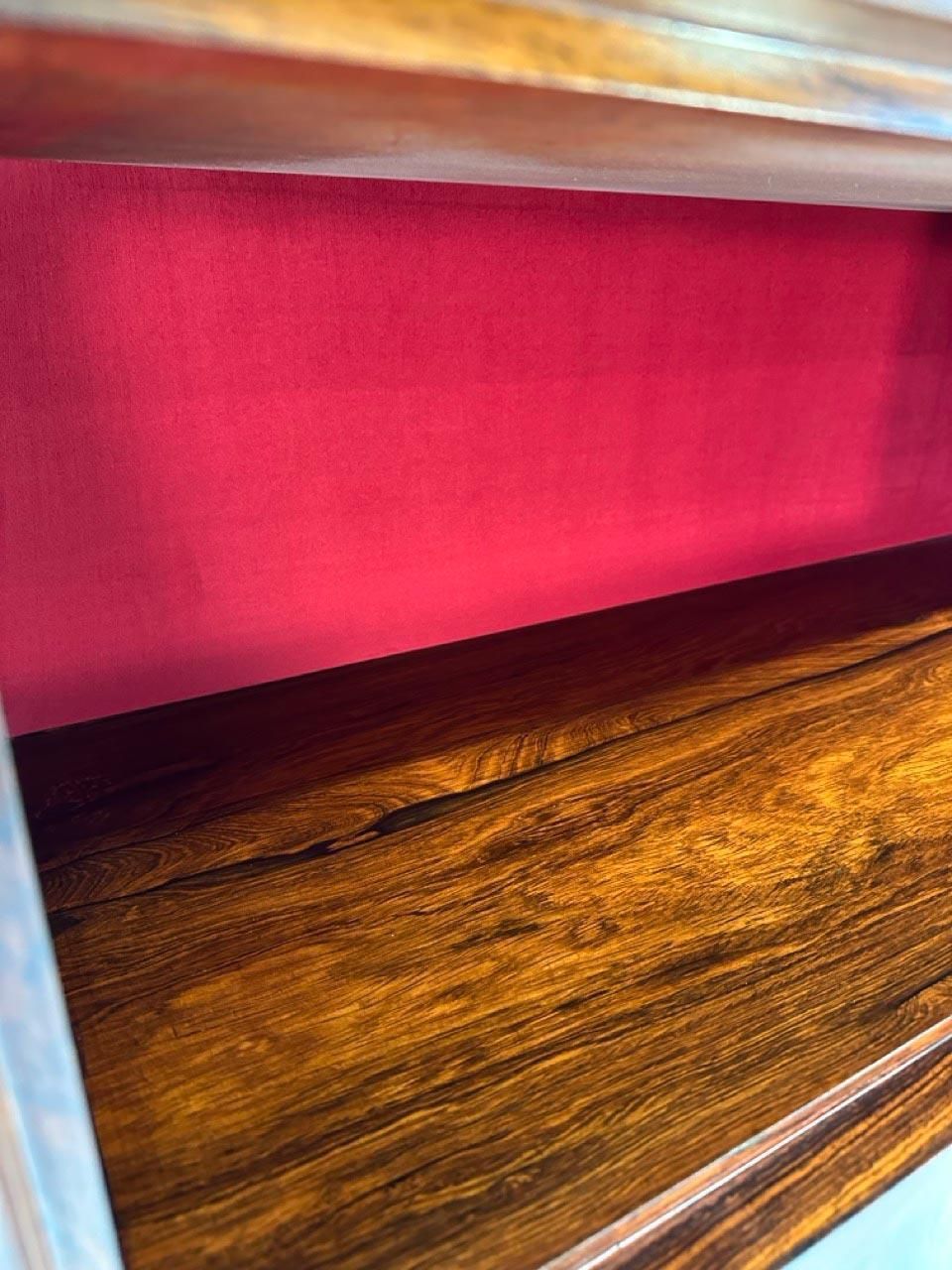 Furniture Italian Art Deco Ziricote Wood And Velvet Sideboard Cabinet Attr. Borsani, 1950s photo