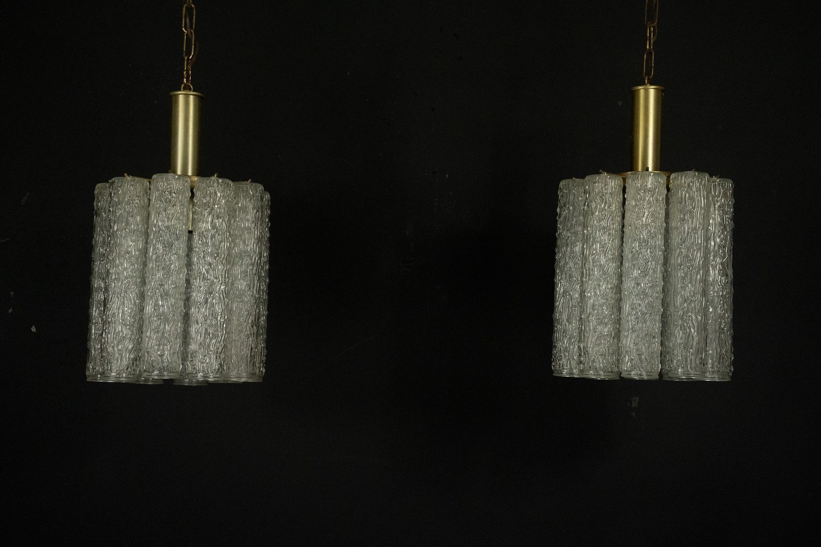 Pair Of Murano Glass And Brass Chandeliers In The Style Of Toni Zuccheri. Italy 1970s photo furniture