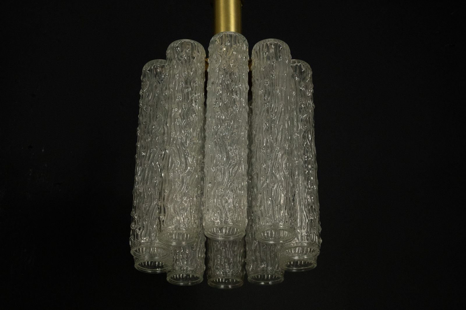 Pair Of Murano Glass And Brass Chandeliers In The Style Of Toni Zuccheri. Italy 1970s photo buy