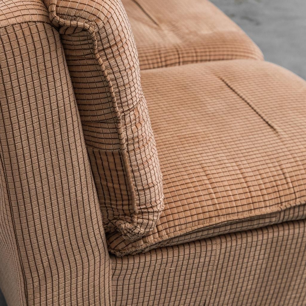 Set Of 3 Modular Armchairs In Beige Checked Fabric From The 70s, Vintage Modernism photo Furniture
