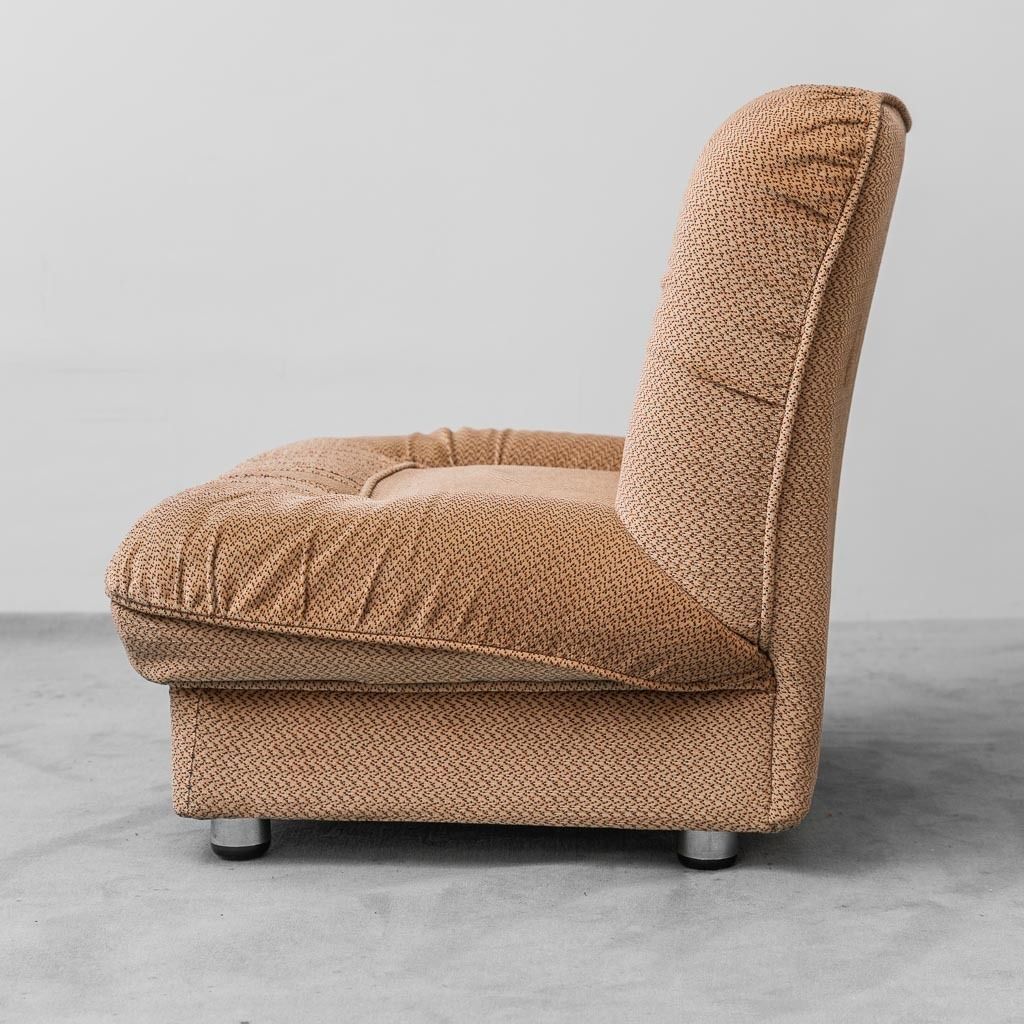 Set Of 3 Modular Armchairs In Beige Fabric 70s Vintage Modern Antiques photo Furniture