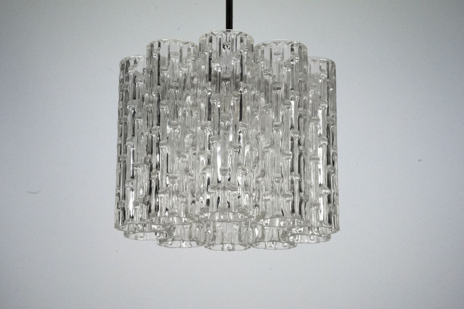 Mid Century Pendant In Murano Glass Elements And Chrome. Italy 1960s photo 1235.0