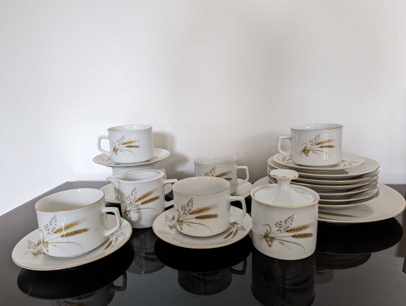 Marktleuthen Bavaria Winterling Pattern Ceramic Coffee Or Tea Set For 6 1950s 1960s Made In West Germany Mid Century