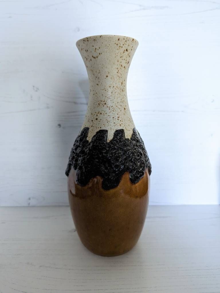 Fat Lava Vase Bay Keramik West Germany 1970s Abstract Design
