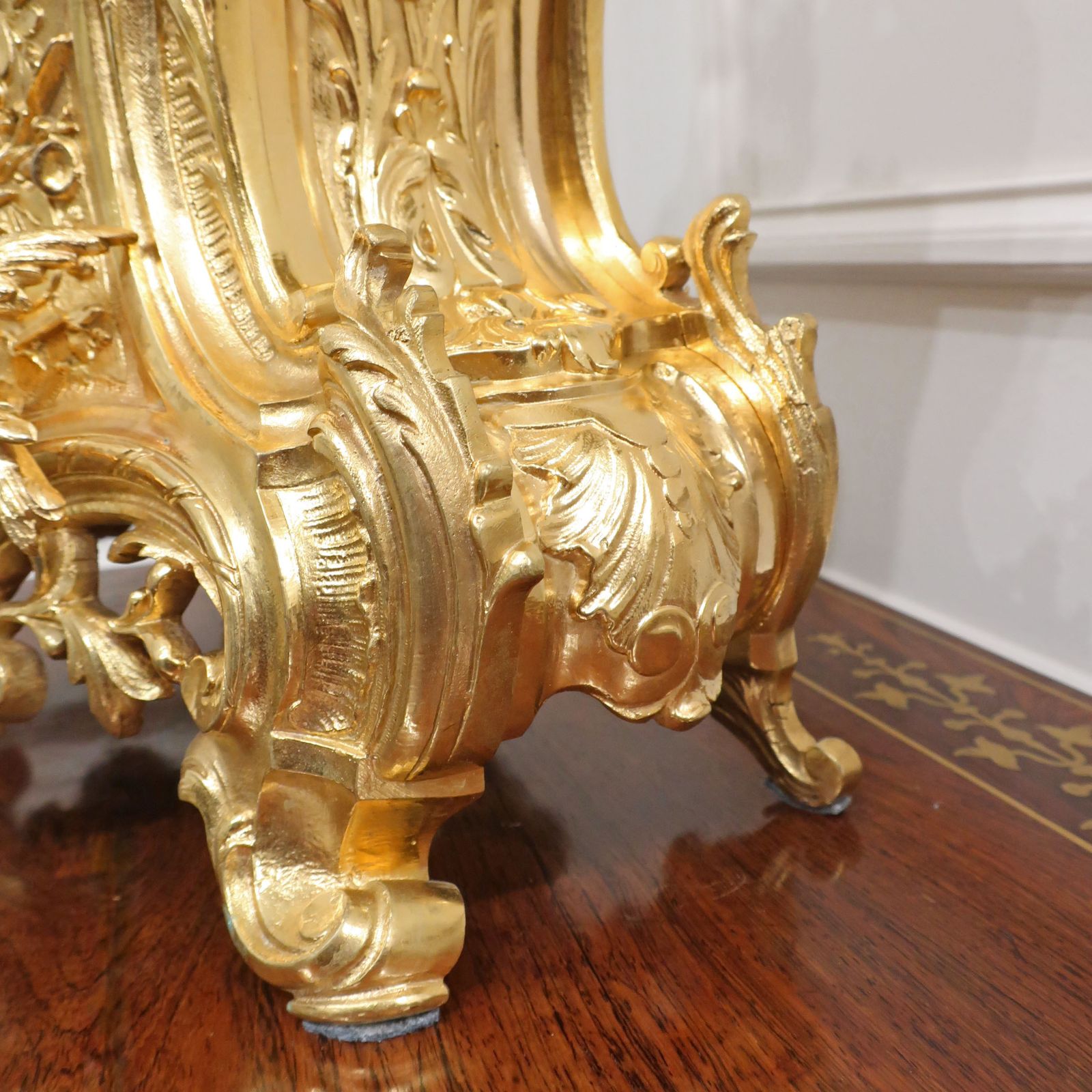 French Louis XV Style Gilt Brass Mantel Clock By Japy Freres photo buy