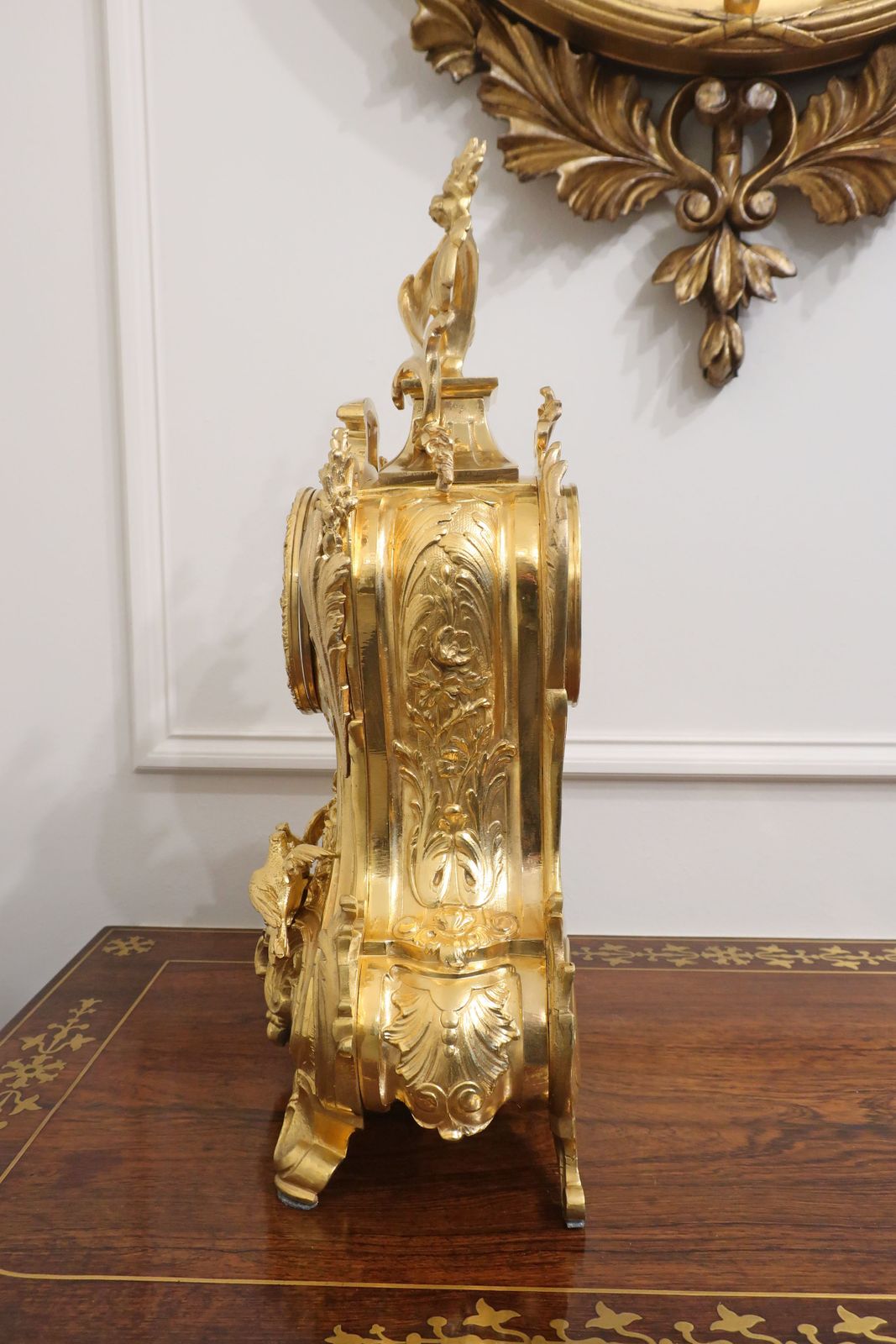 1800.0 French Louis XV Style Gilt Brass Mantel Clock By Japy Freres photo