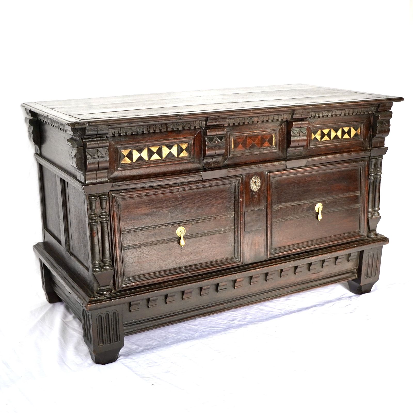 17th Century & Later Oak Coffer/ Chest Of Drawers