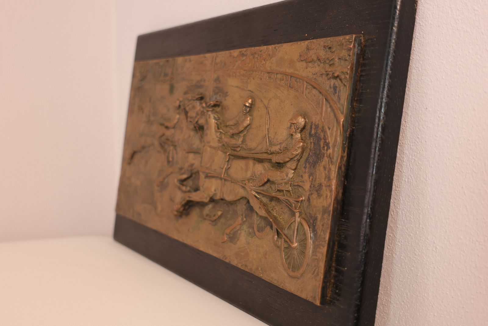 Bronze Chariot Race Relief Plaque. Bronze Plaque. Chariot Race Art. Detailed Bronze Artwork. Wall Art. Gift Idea. Mid Century Art photo for sale