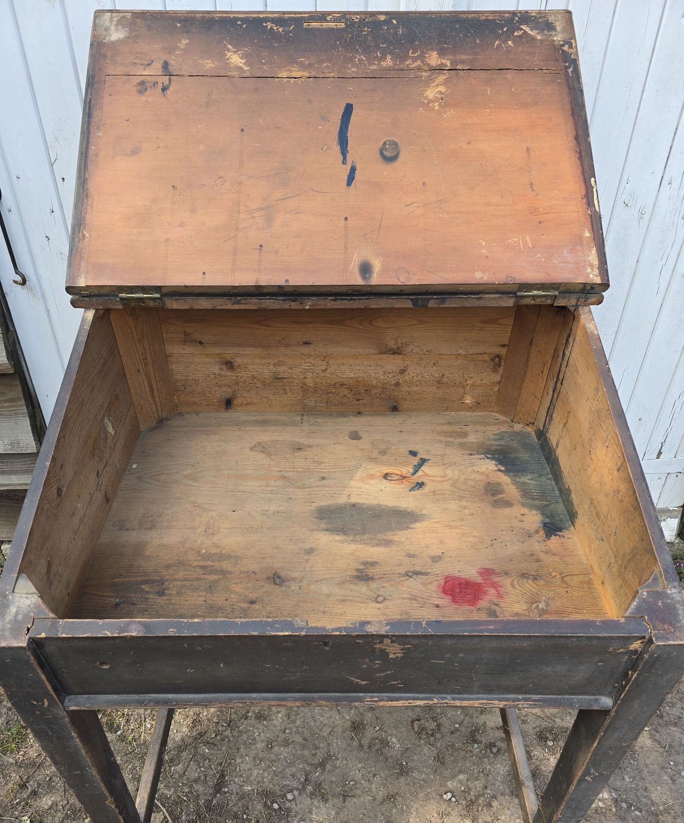 19th Century Antique Painted Pine Clerks Desk photo vintage