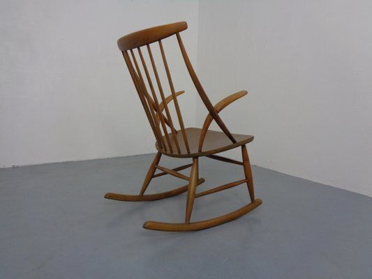 Iw3 Rocking Chair By Illum Wikkelsø For Niels Eilersen, Denmark, 1950s photo vintage