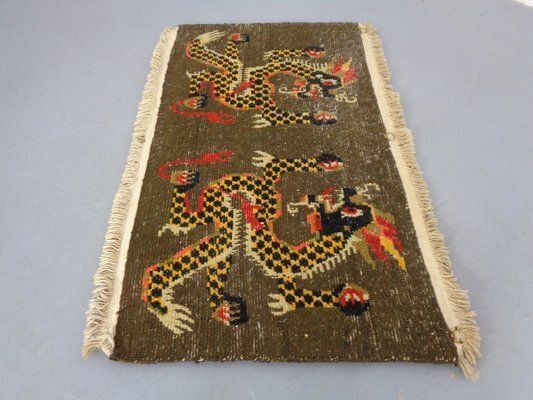 300.0 Hand Knotted Tibetan Dragon Rug, 1950s, Set Of 2 photo