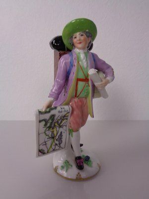 Porcelain Map Seller Figurine From Augarten Vienna, Austria, 1930s