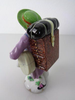 Home Decor Porcelain Map Seller Figurine From Augarten Vienna, Austria, 1930s photo