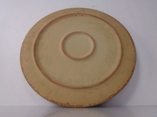 photo for sale Large Glazed Flower Studio Ceramic Wall Plaque, Germany, 1970s