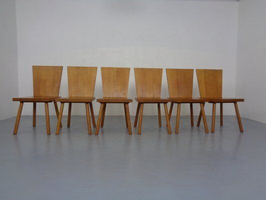 Brutalist Oak Chairs By Göran Malmvall, Sweden, 1950s, Set Of 6 photo furniture