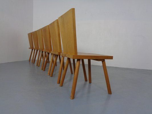 Brutalist Oak Chairs By Göran Malmvall, Sweden, 1950s, Set Of 6 photo buy