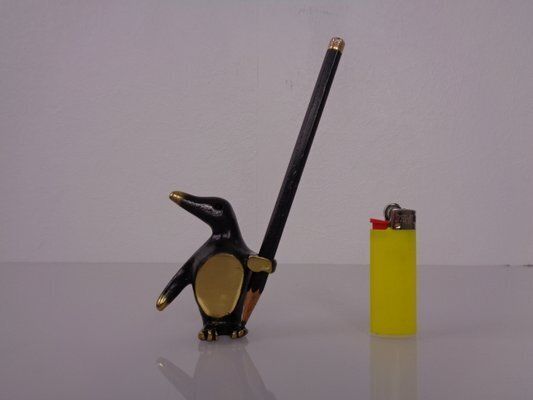Brass Penguin Pen Holder By Walter Bosse For Hertha Baller, 1950s photo Home Decor