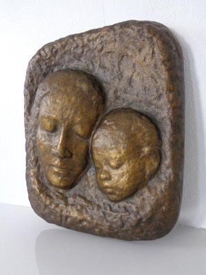 German Bronze Relief Of Mother With Baby, 1940s photo 252.0