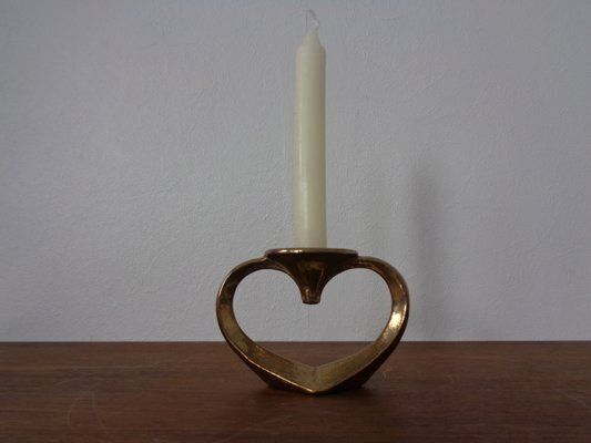 Brutalist Heart Shaped Bronze Candlestick By Michael Harjes, 1960s photo furniture