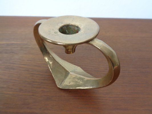 Brutalist Heart Shaped Bronze Candlestick By Michael Harjes, 1960s photo vinterior