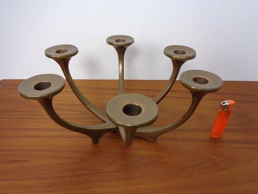 Brutalist Bronze Candleholder By Michael Harjes, 1960s photo vinterior