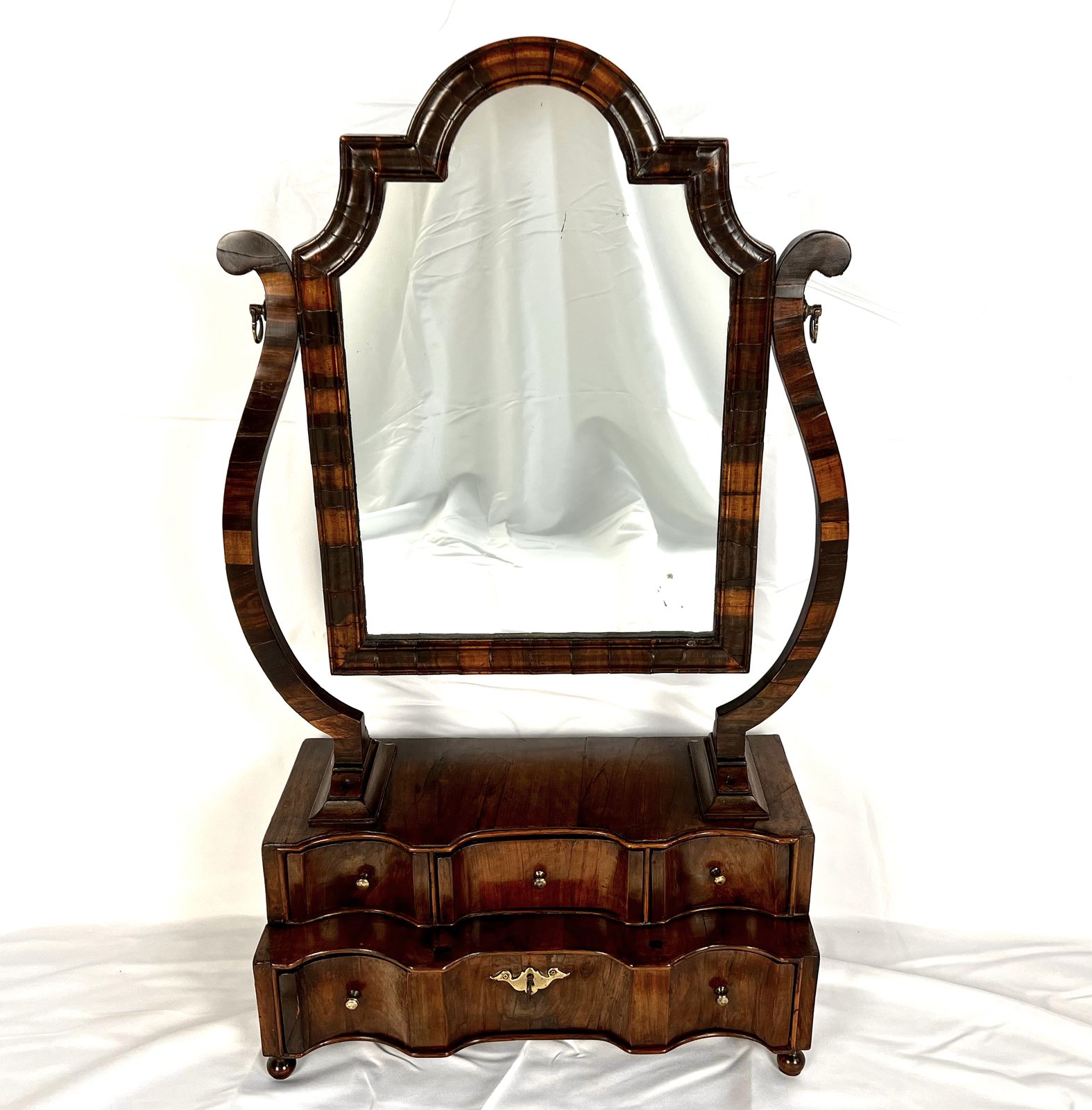 Queen Anne Walnut And Laburnum Dressing Table/ Toilet Mirror photo furniture