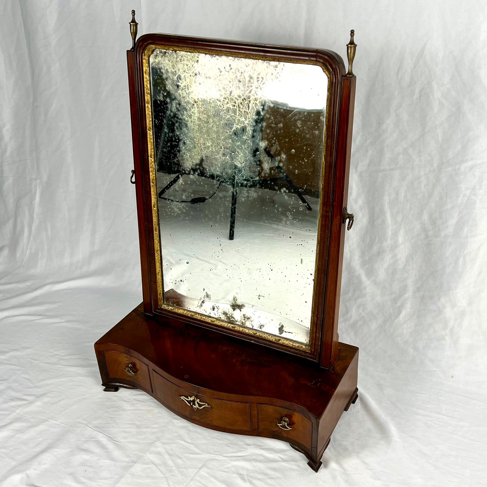 Georgian Mahogany Serpentine Toilet Mirror photo Home Decor