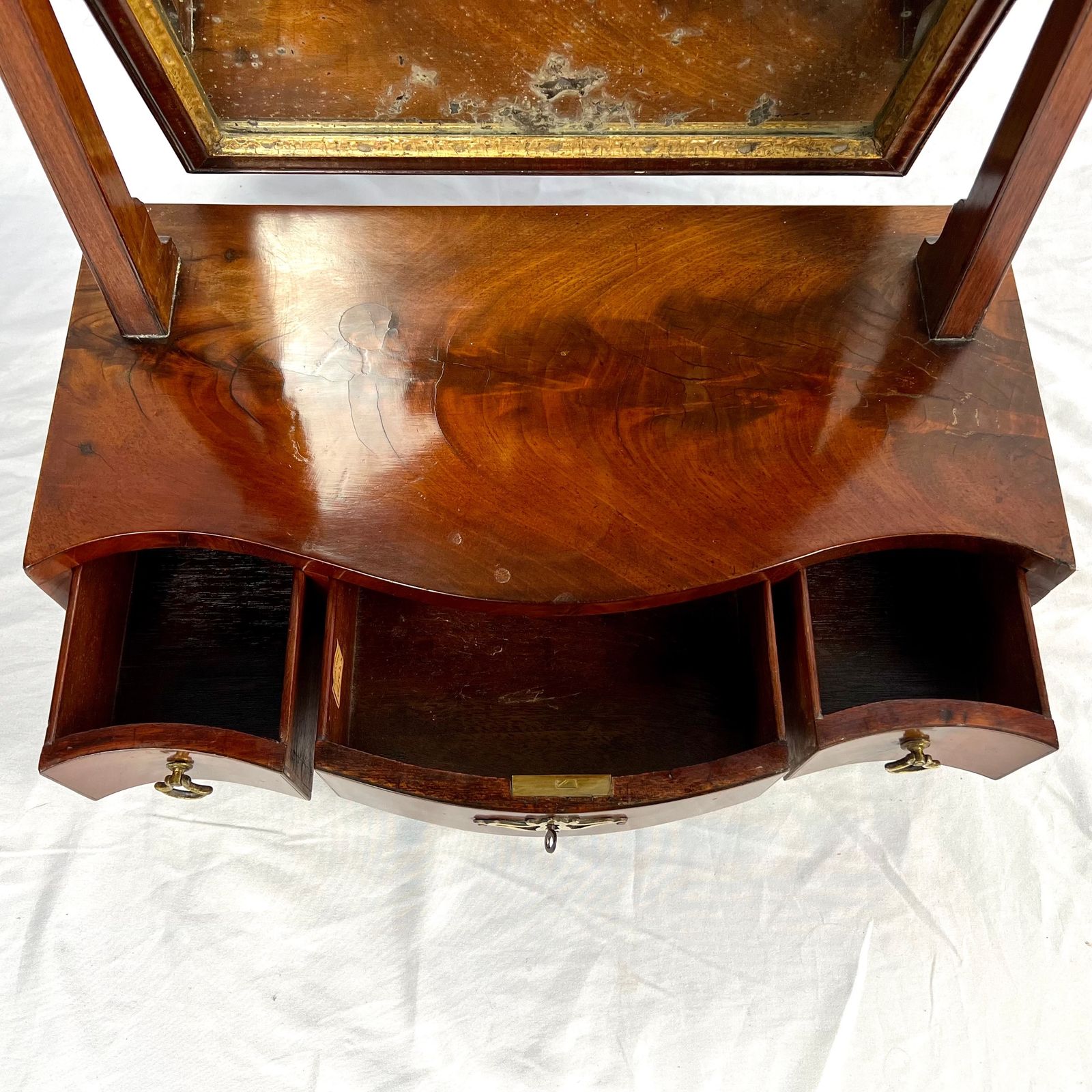 295.0 Georgian Mahogany Serpentine Toilet Mirror photo