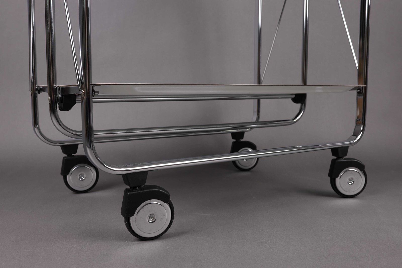 1990s Folding Table | Chrome Serving Trolley | Retro Bar Cart | Mid Century Modern Utility Cart For Kitchen & Dining photo vintage