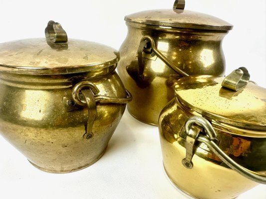 photo furniture Vintage Swedish Brass Pulp Pots From Skultuna, 1980s, Set Of 3
