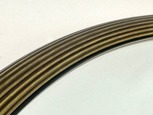 Mid Century German Round Brass Wall Mirror From Planilux, 1970s photo for sale