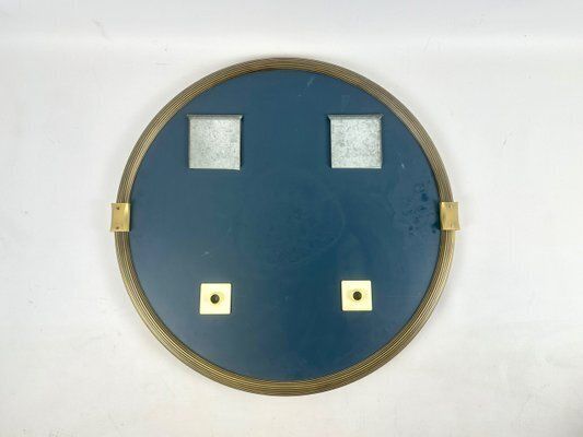 Mid Century German Round Brass Wall Mirror From Planilux, 1970s photo vintage