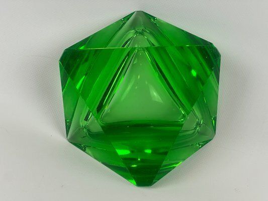 Art Deco Green Glass Ashtray Attributed To Moser, 1930s photo vintage