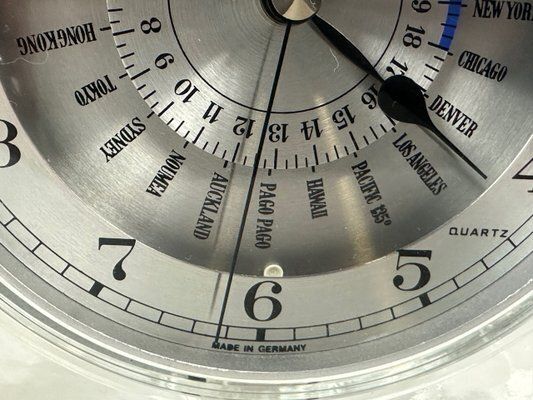 photo for sale Postmodern Crystal World Time Table Clock By Rastal For Wiesenthal, 1980s