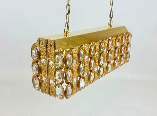 Crystal And Gilt Brass Chandelier From Palwa, 1960s