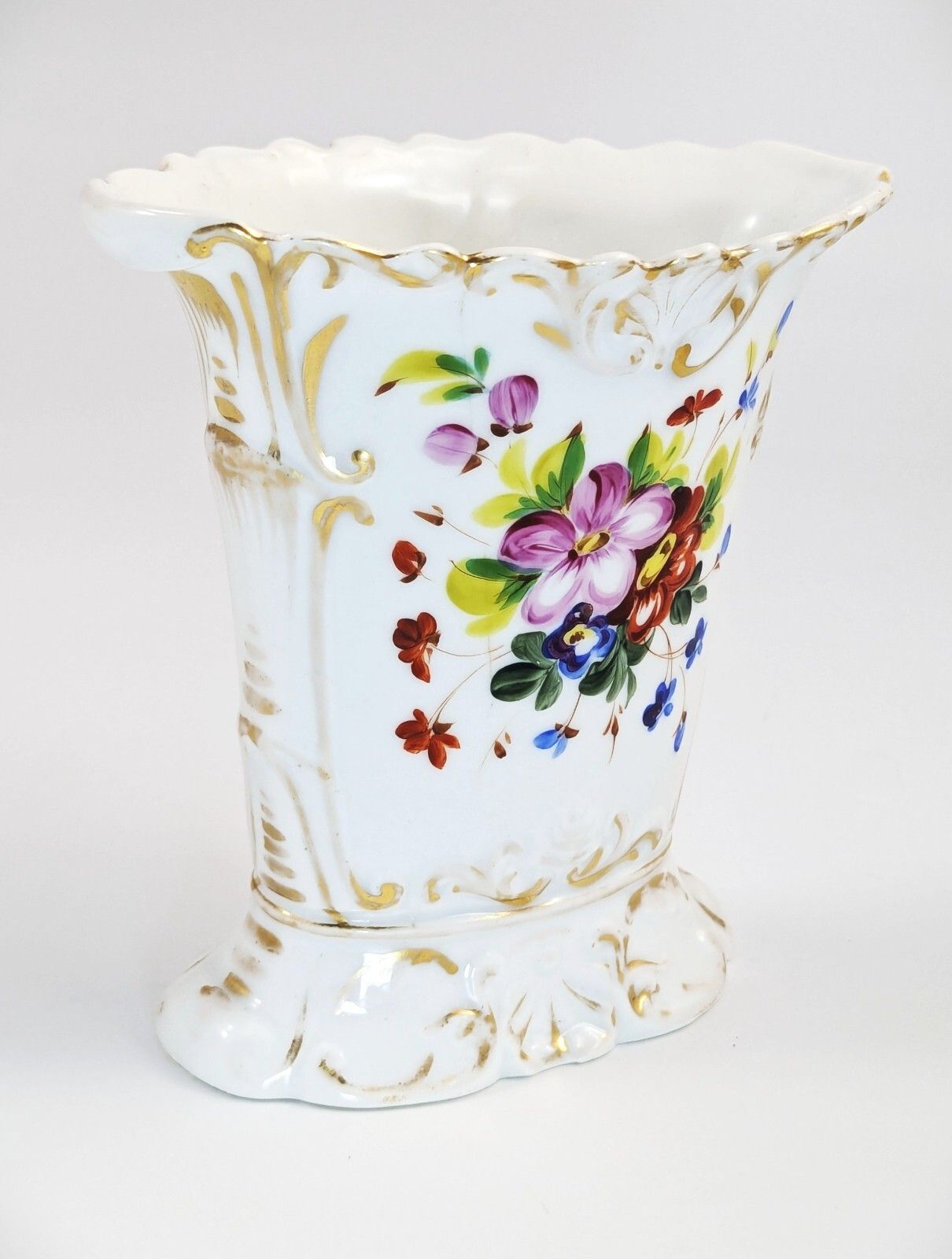 Old Paris Porcelain Vase, Jacob Petit Style, Hand Painted Floral, C. 1850 France photo buy