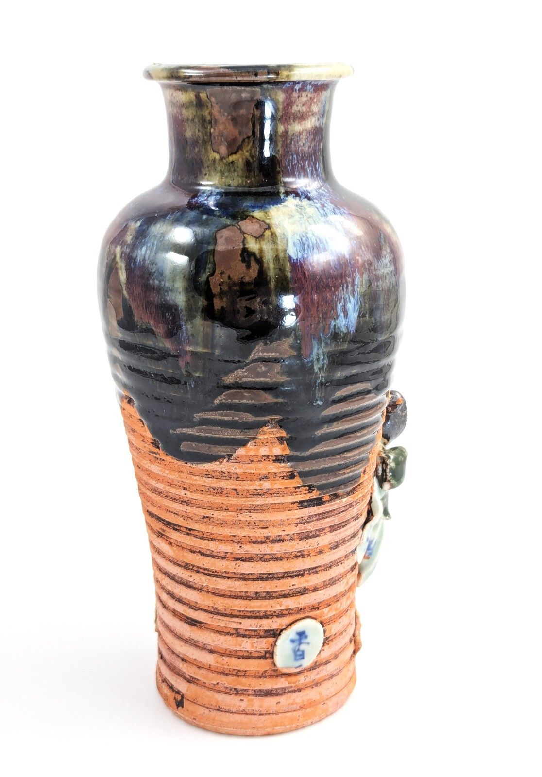 Sumida Gawa Japanese Vase With Child Figure, Signed Hiroshi Oxblood Glaze C 1900 photo buy