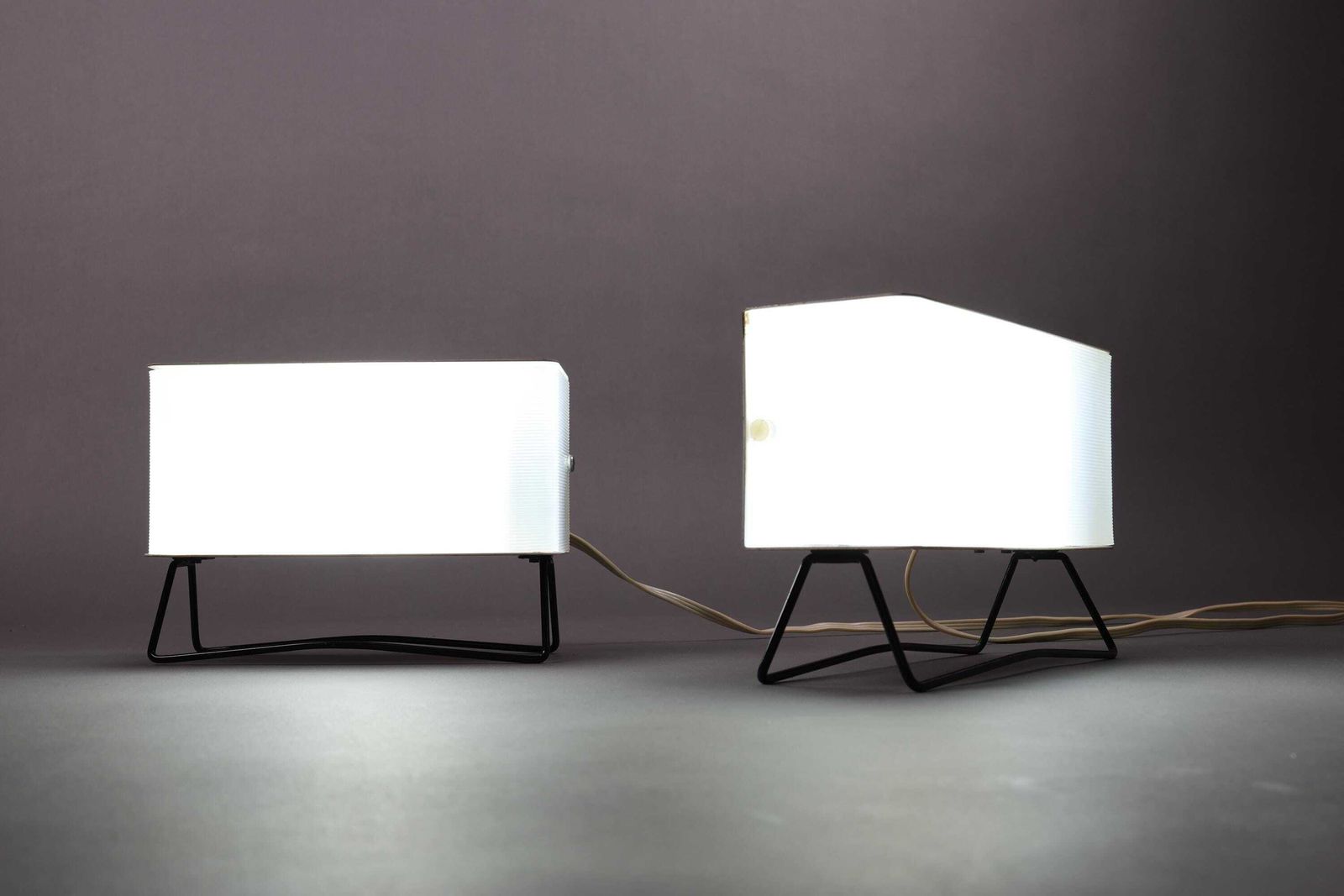 Vintage Red Pokrok žilina Table Lamps | Mid Century Modern Bedside Lighting | Retro Minimalist Accent Lamps Pair photo furniture
