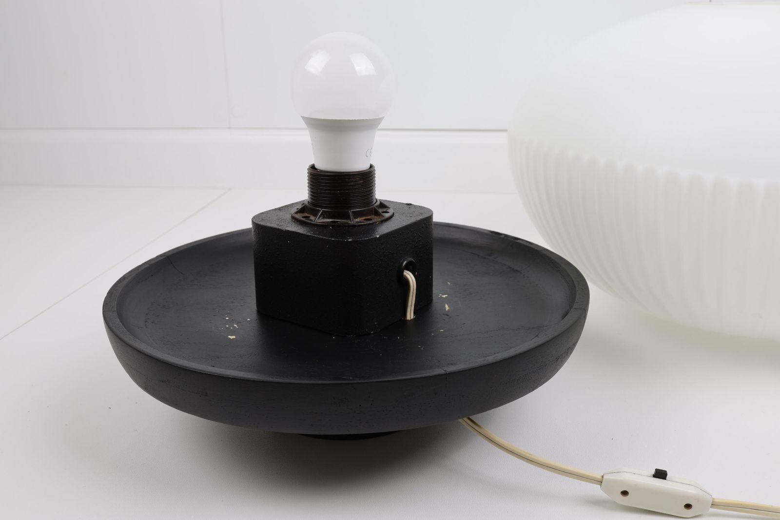 Vintage Mid Century Modern Mushroom Table Lamp | Opal Glass Globe Lamp | 1970s Home Decor | Unique Nightstand Lamp | Art Deco Accent Light photo buy