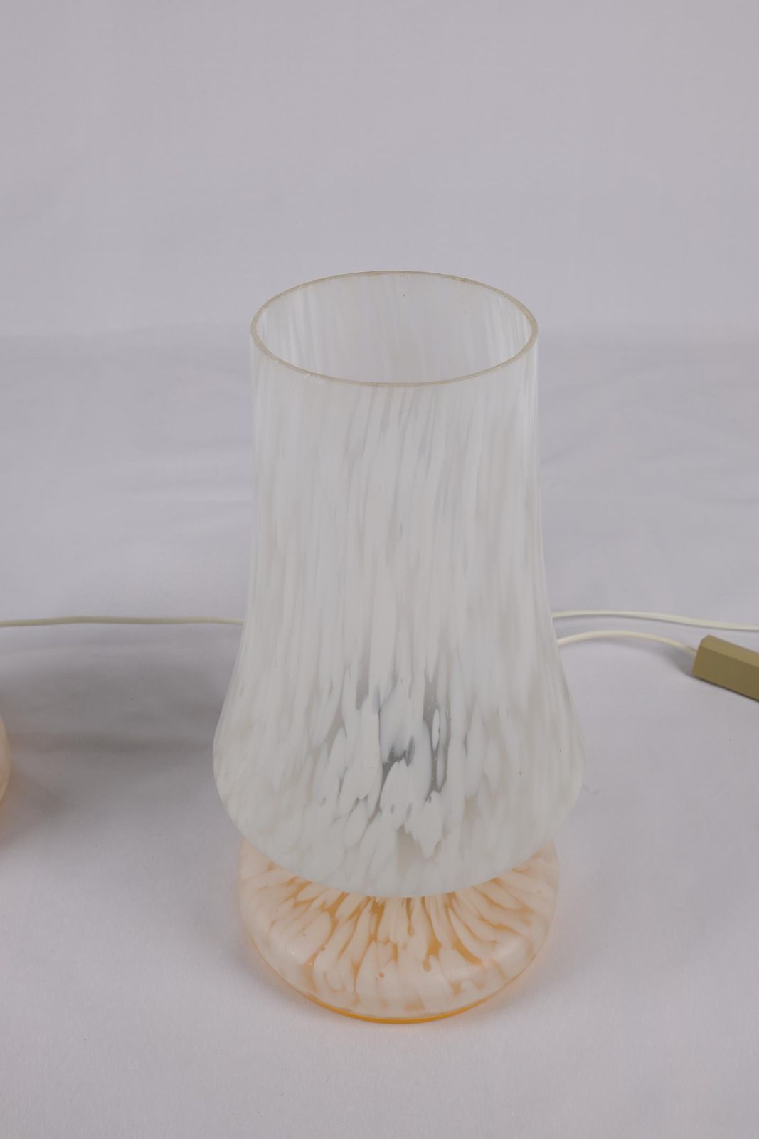 Pair Of Vintage 1970s Czech Glass Mushroom Table Lamps | Mid Century Modern Bedroom Decor | Bedside Light Set Nightstand Table Lamps photo buy