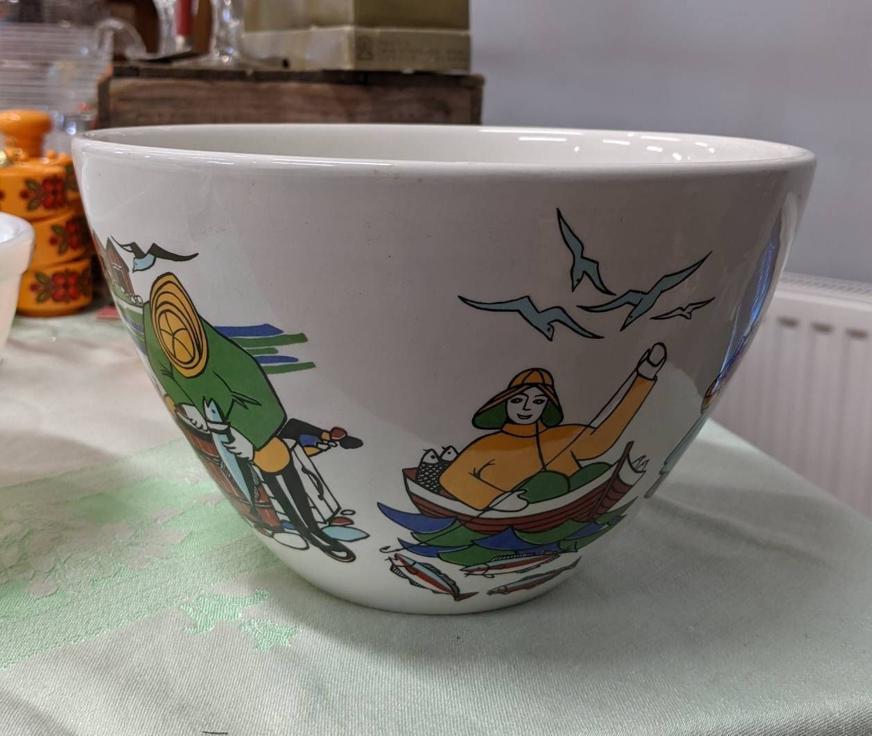 Flint Design (Figgjo Flint) Large Bowl Torskefiske Design Folk Art Fishing Norway Norse Scandinavian photo Home Decor