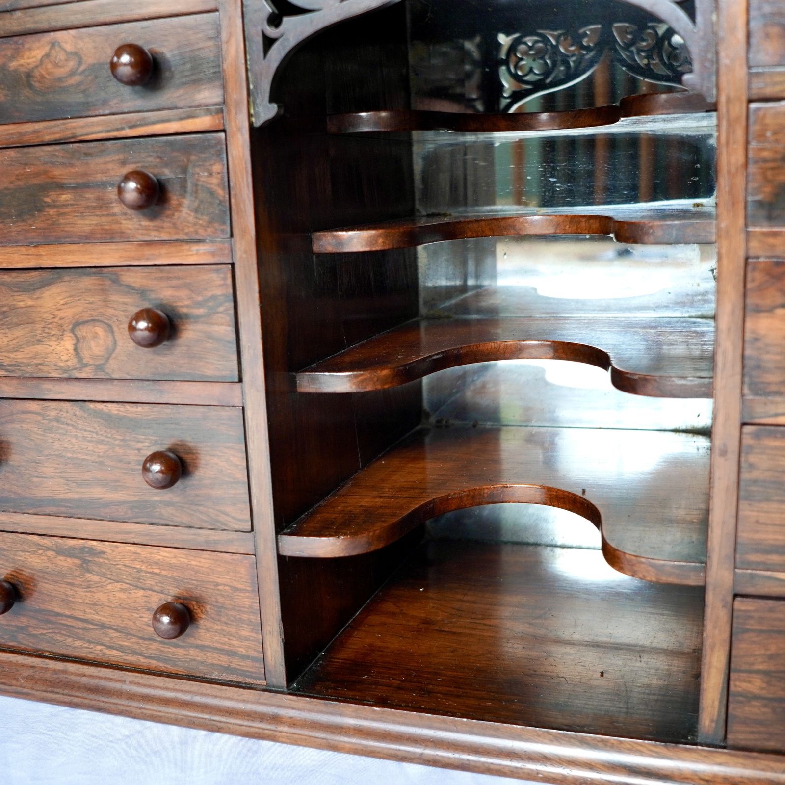 Regency Rosewood Mirrored Tabletop Double Wellington Chest photo for sale
