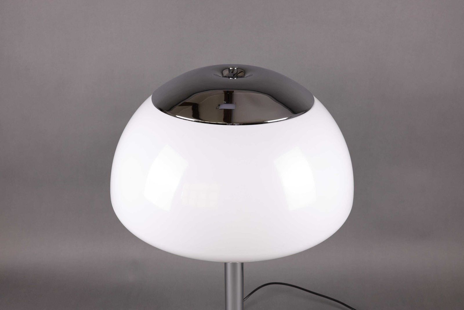 1990s German Large Table Lamp | Chrome And White Plastic Shade | Retro Lighting For Office Or Living Room photo vinterior