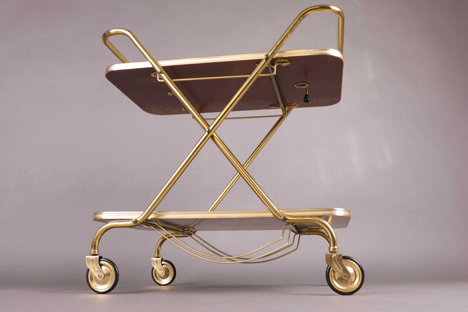 Vintage 1960s Bar Cart | Brass Finish & Wood | Mid Century Modern Drinks Trolley | Retro Tea Serving Cart | German Design photo buy
