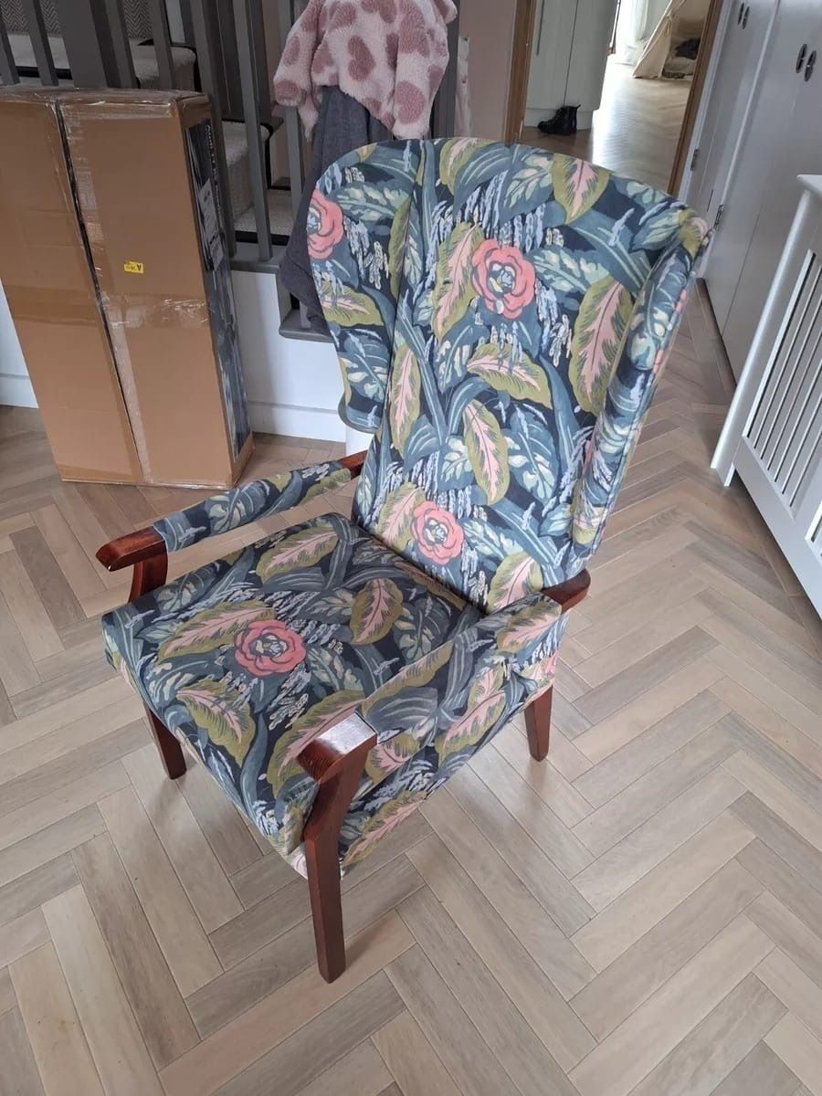 Pair Of Upholstered Mid Century Armchairs photo for sale