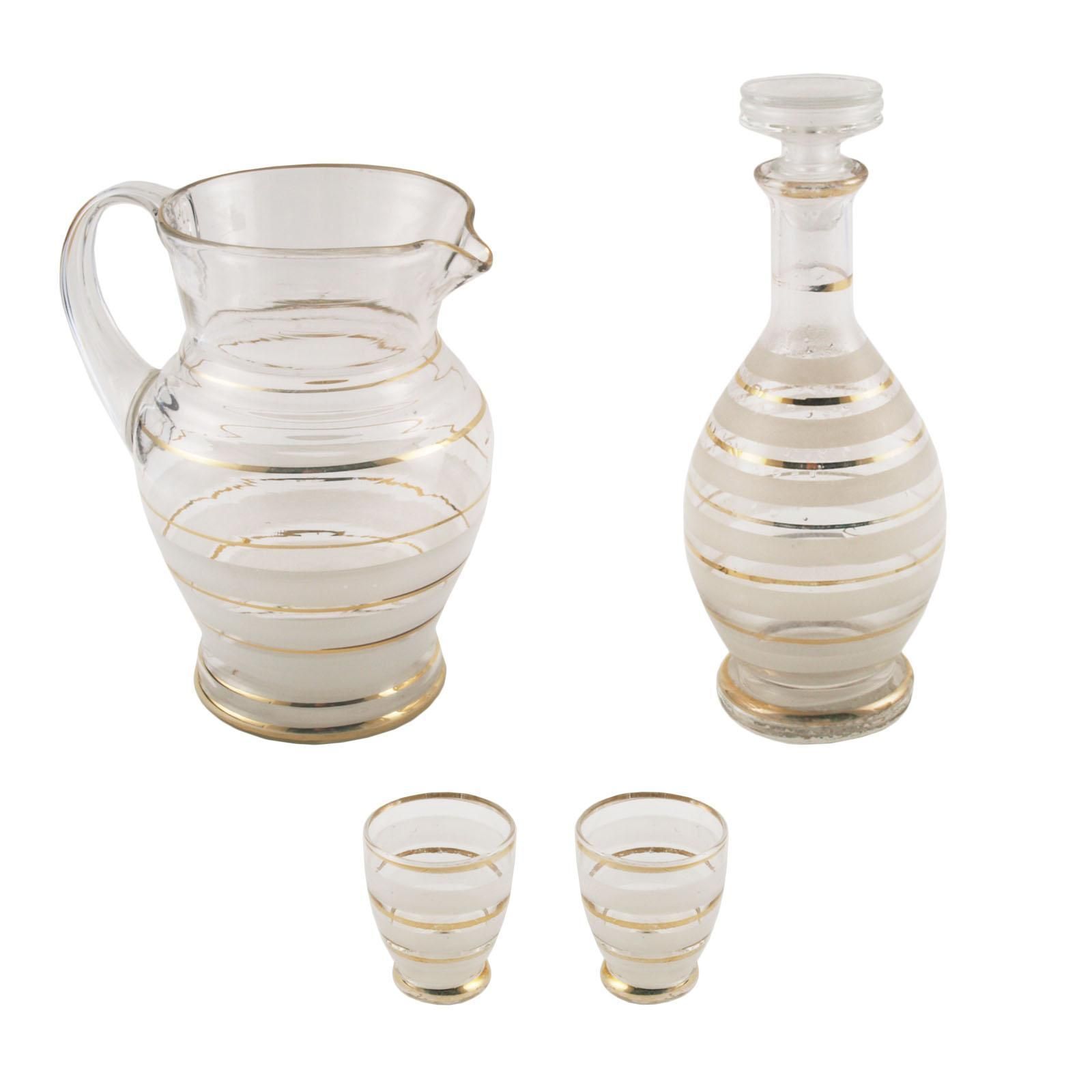Art Deco Murano Glass Set, Venini Attributable, Decorations Carlo Scarpa Style